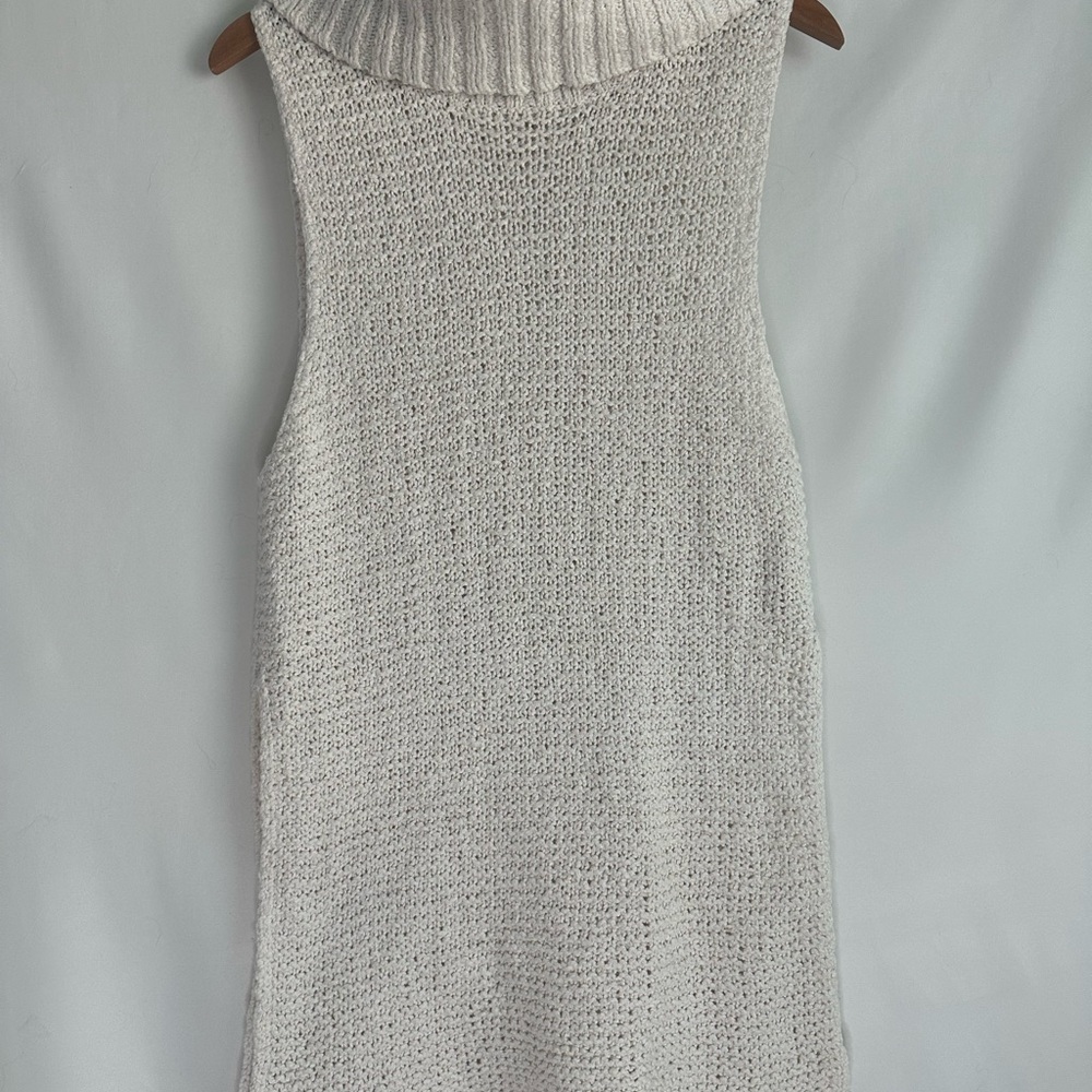 Cream Turtleneck Sleeveless Sweater